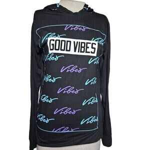 Black Good Vibes Hooded Sweatshirt Size Small